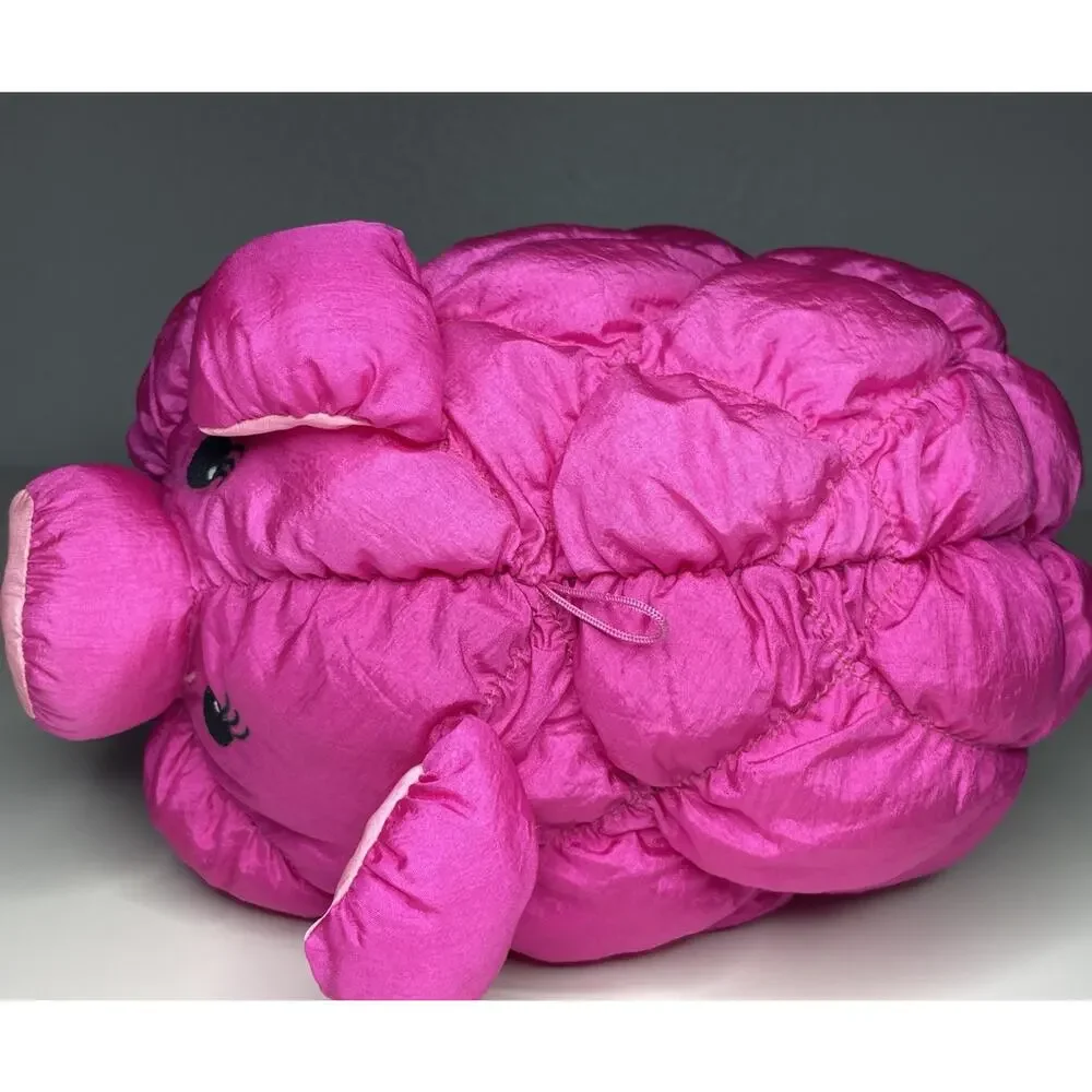 Vintage 1991 Commonwealth Hot Puffs Pink Pig Parachute Plush 10” Puffalump Neon